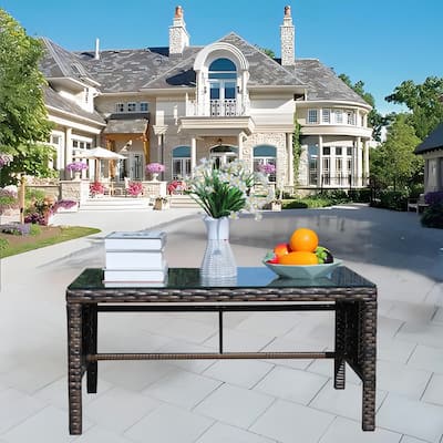 Outdoor patio Furniture 1 wicker Coffee Table,Brown