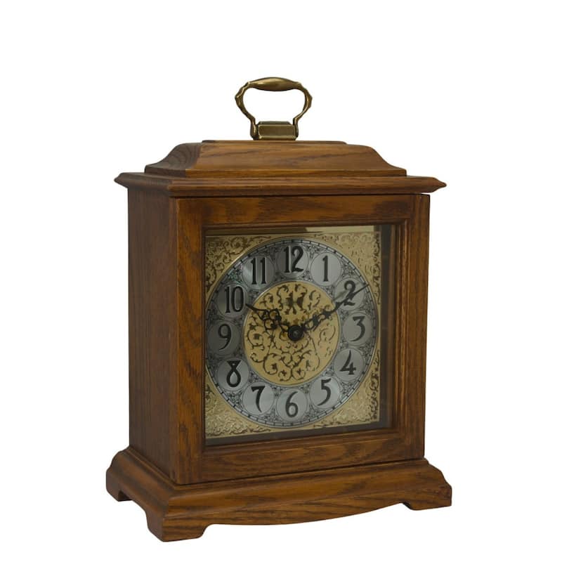 Chiming Wooden Quartz Mantle Clock - 13" - Dark Oak