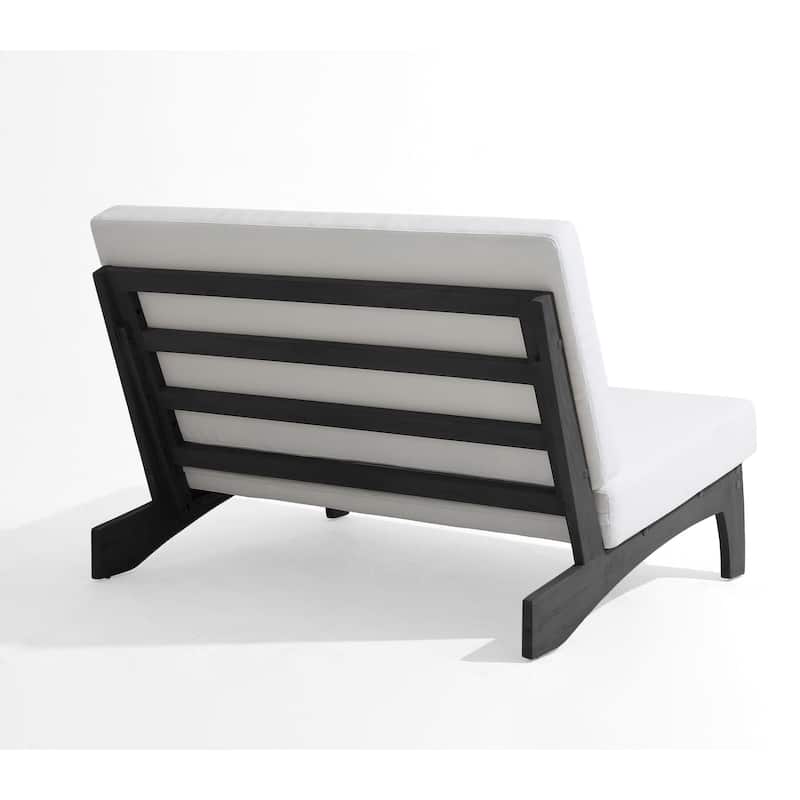 4 Piece Outdoor Wood Loveseat Chair Conversation Set with Cushion