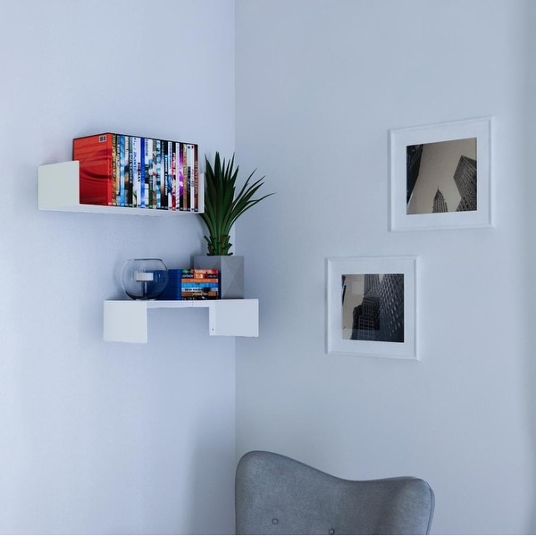 Wall Mount Metal 17 U Shape Floating Book Shelves Storage Multi-Purpose NOB 