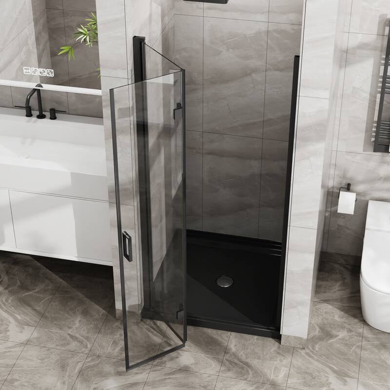 34"x72" Bifold Frameless Shower Door, 1/4" Tempered Glass Pivot Fold