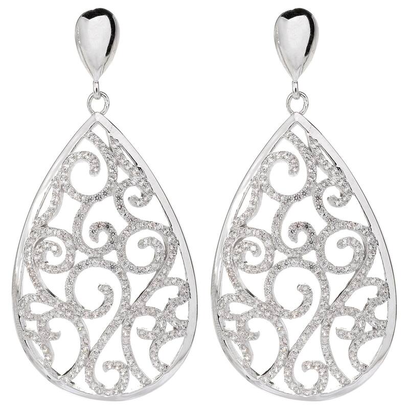 925 Sterling Silver White Natural Zircon Earrings