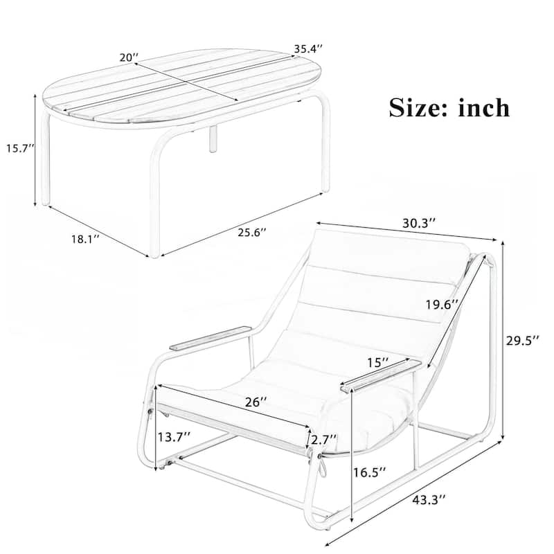 Outdoor Chaise Lounge Chairs Set of 3