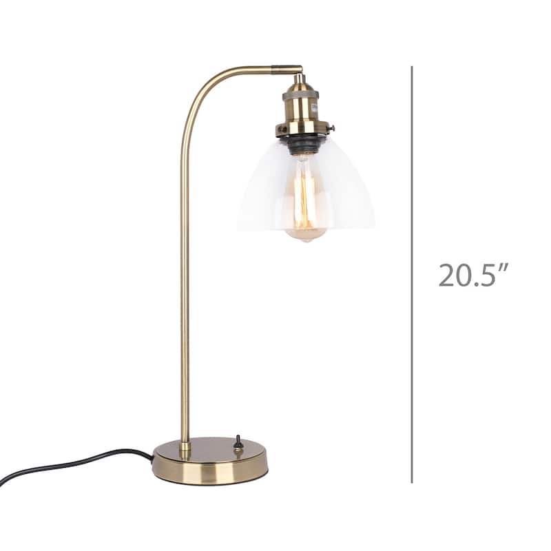 Bronze Metal Industrial Table Lamp with Clear Glass