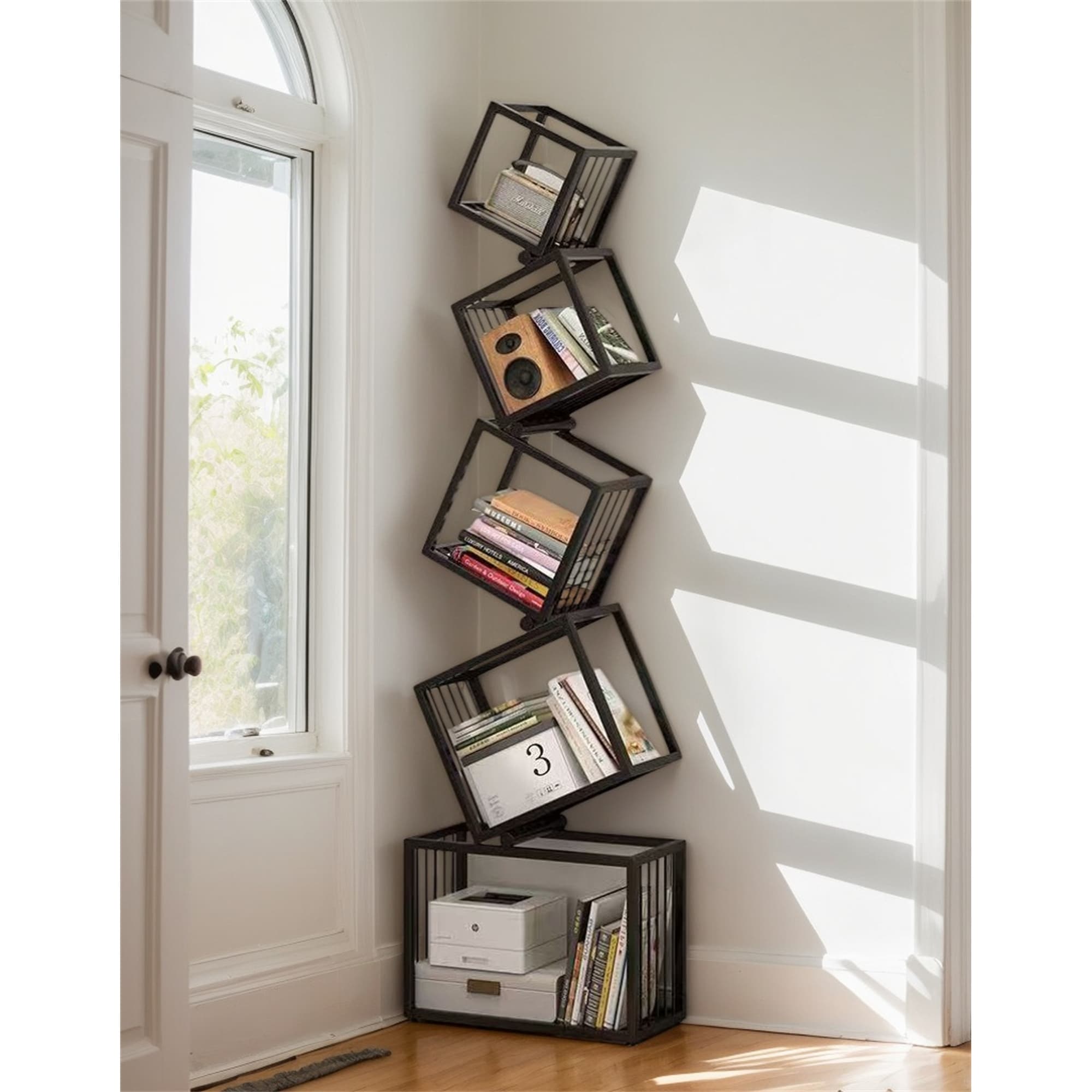 Multi-Tier Floor Shelf with Wall-Mounted Design for Storage and Display(Bear Weight:35kg)