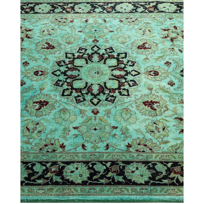 Overton Hand Knotted Wool Vintage Inspired Modern Contemporary Overdyed Blue Area Rug - 3' 2" x 5' 3"