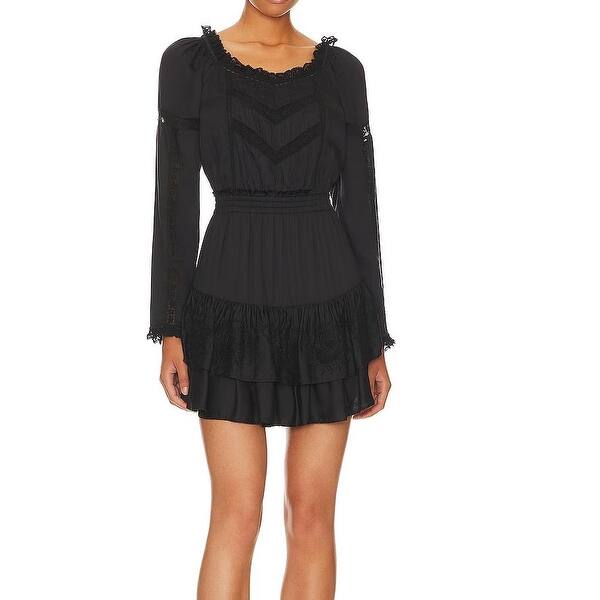 LOVESHACKFANCY Women's Sanaya Black Layered Mini Dress - Bed Bath & Beyond 