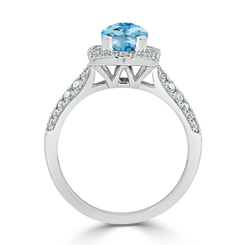 Auriya 1 3/8ct Fancy Cushion-cut Sky Blue Topaz Halo Diamond Engagement Ring 1/3ctw 14k Gold