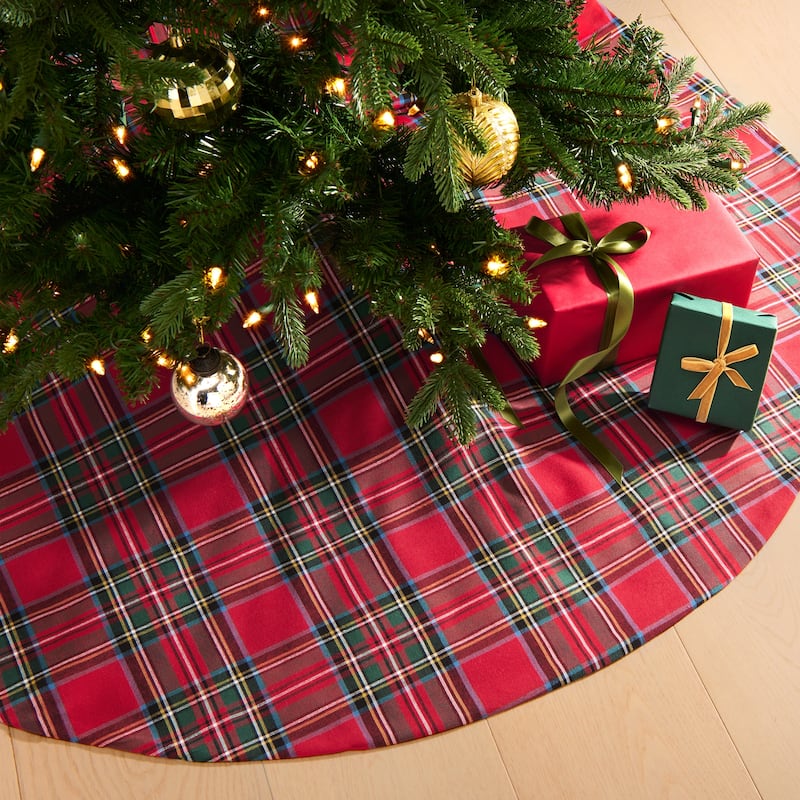 Stowe Tartan Plaid Christmas Tree Skirt - 48x48 - Red