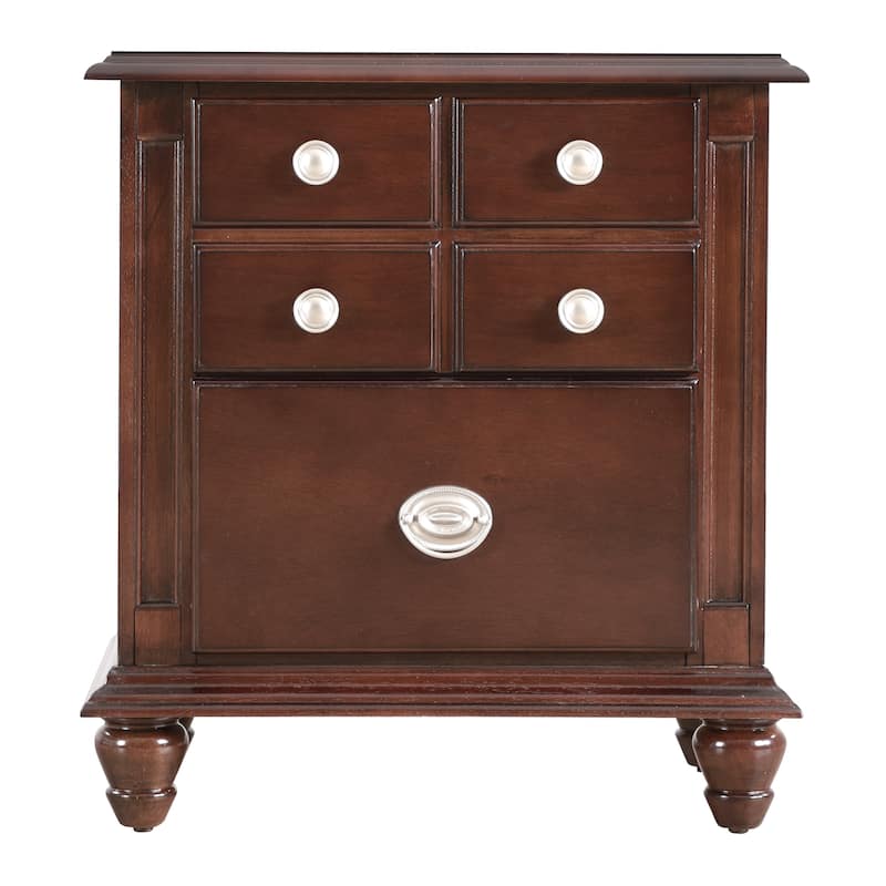 Traditional 2-Drawer Nightstand with Metal Pull - Cappuccino