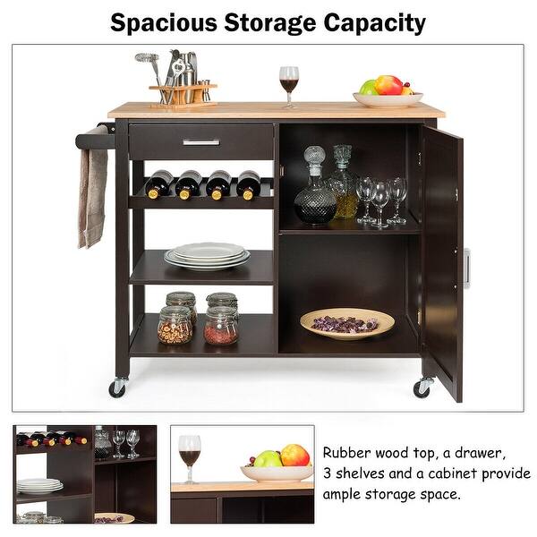 Shop Costway 4 Tier Wood Kitchen Island Trolley Cart Storage