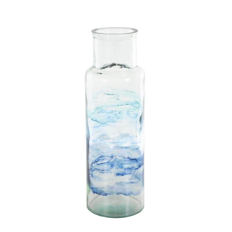 Recycled Glass Abstract Ombre Decorative Vase - Blue - Roche River Decor