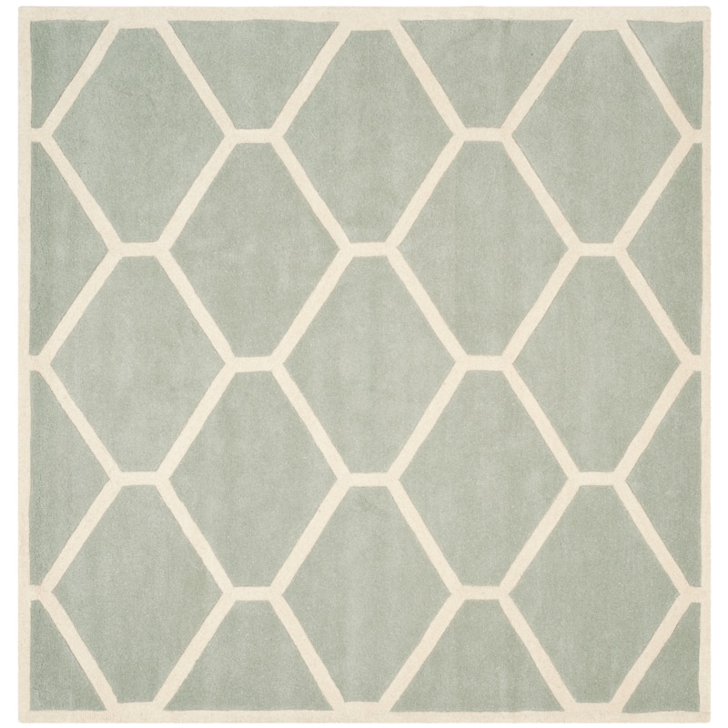 SAFAVIEH Handmade Chatham Afifah Modern Moroccan Wool Rug - 7' Square - Grey/Ivory