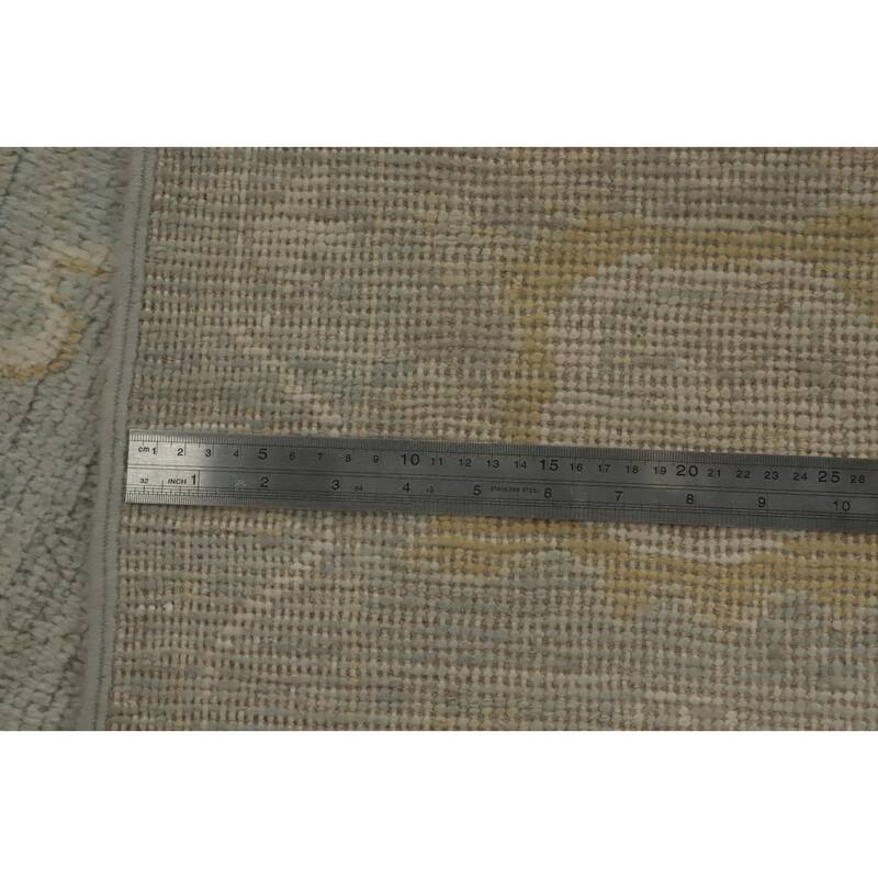All-Over Gray Floral Oushak Vegetable Dye Area Rug, Floral geometric Carpet - 9' 11'' X 8' 3''