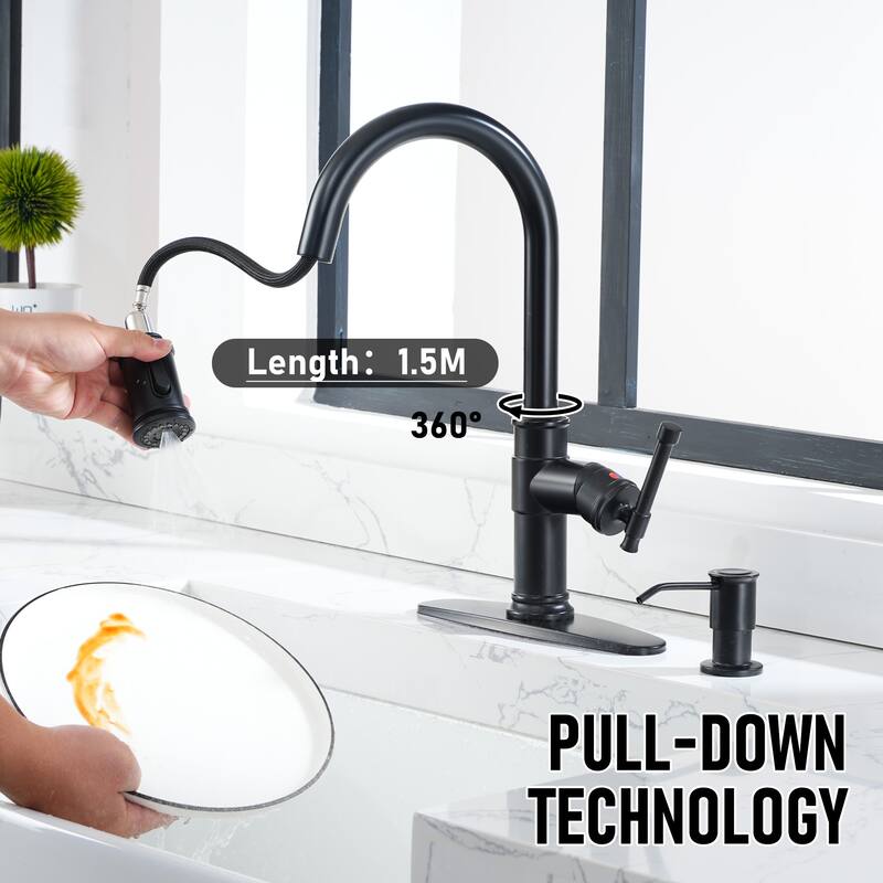 Clihome 3-Function Kitchen Faucets with Soap Dispenser