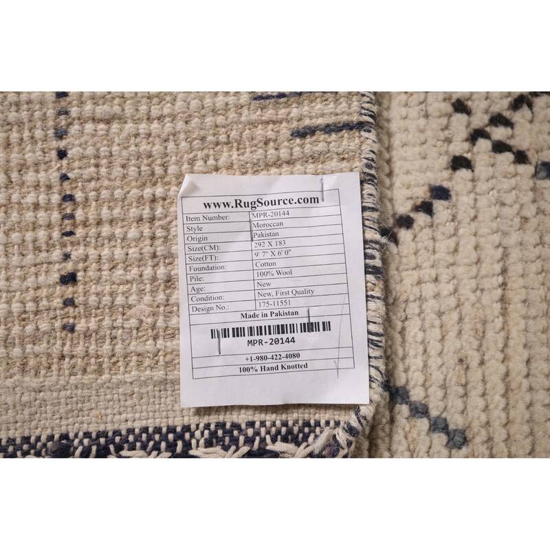 Earth Tone Moroccan Area Rug Hand-Knotted Wool Carpet - 6'0"x 9'7"