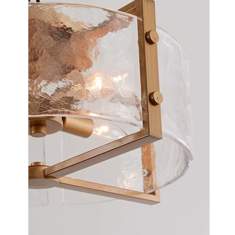Laia 4-Light Metal Frame Textured Glass Panels Flush Mount