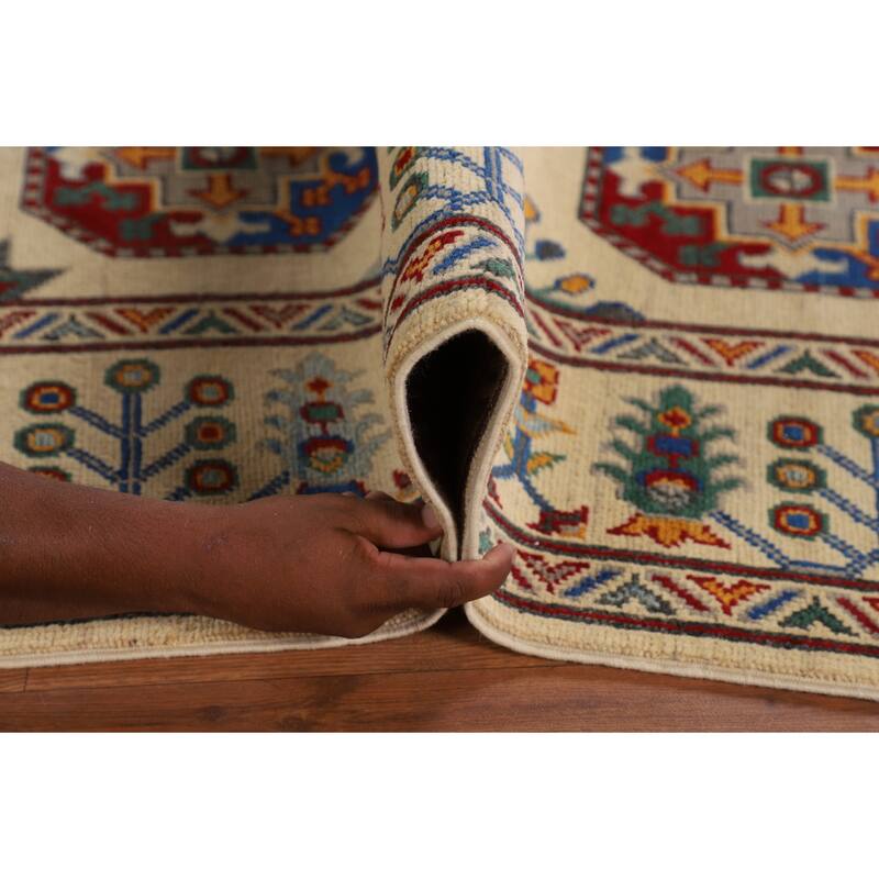 Geometric Kazak Oriental Area Rug Handmade Wool Carpet - 6'5" x 9'8"