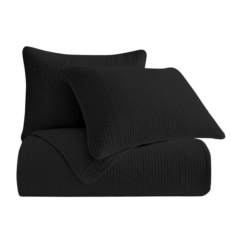HiEnd Accents Stonewashed Cotton Velvet Traditional Bedding 3 Piece Quilt Set with Pillow Shams