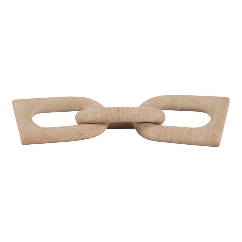 Marble Decorative Object Carved Chain Sculpture Home Decor - 13", Tan - 13.0"