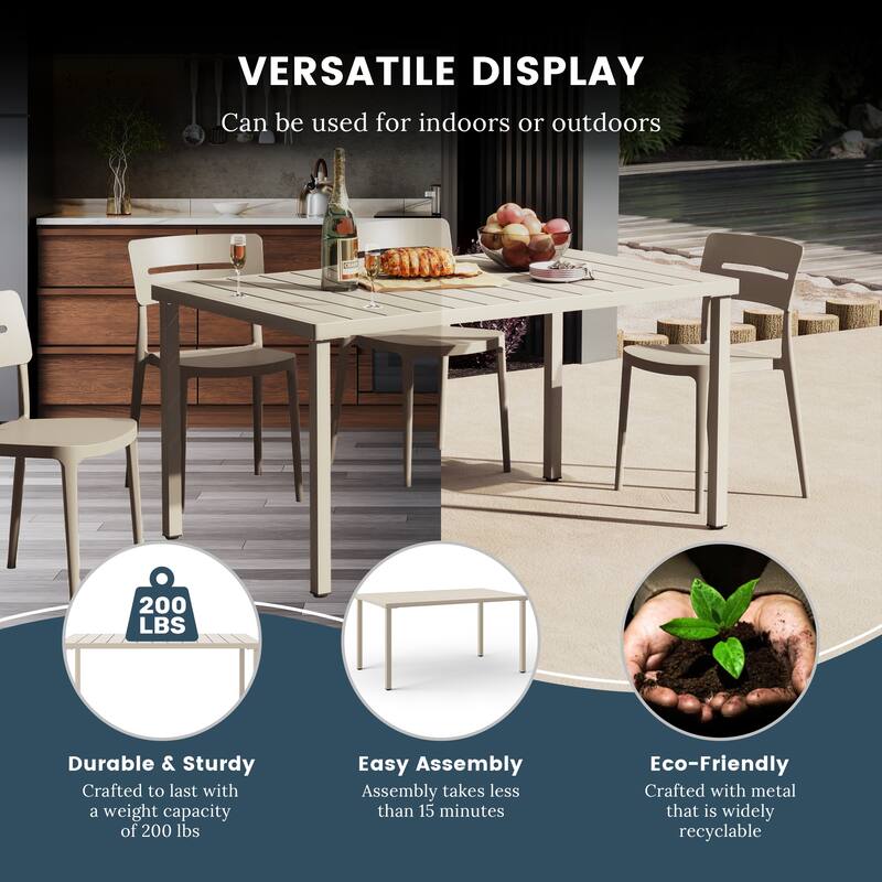 Frond and Form 59 Inch By 35.4 Inch Outdoor Steel Rectangular Dining Table