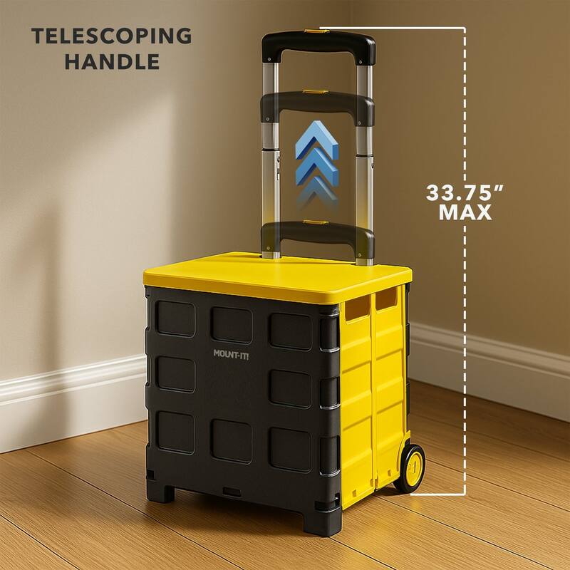 Mount-It! Rolling Utility Cart with Lid and Wheels, 55 Lbs Capacity