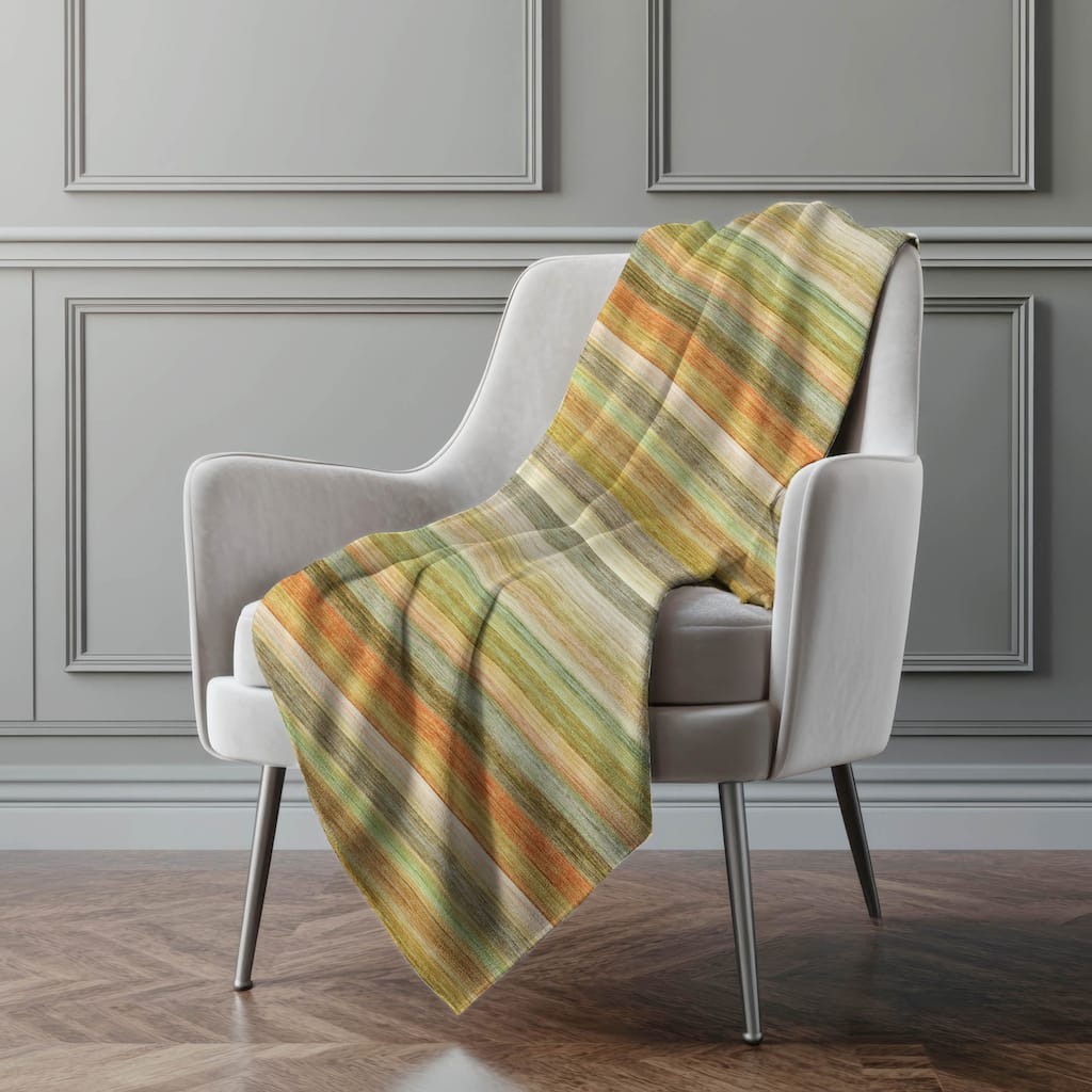 Premium Machine Washable Ombre Stripe Sherpa Throw Blanket