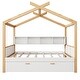preview thumbnail 6 of 6, White Full Size Wooden House Bed Original Wood Colored Frame with Two Drawers and Bookshelf Storage Space for Children