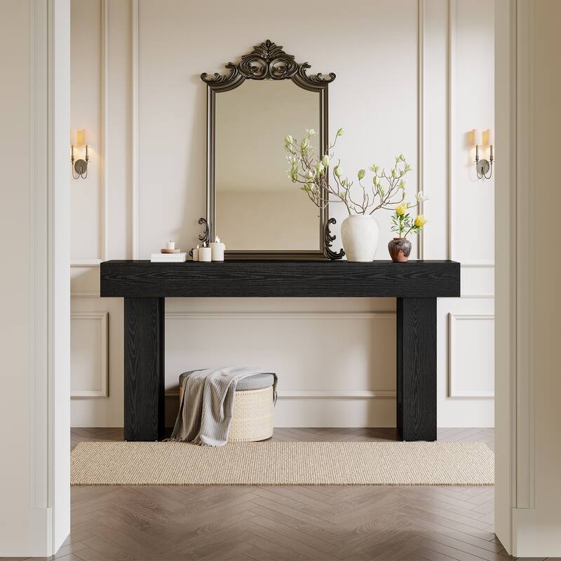 63-inch Wood Narrow Console Sofa Hallway Accent Table for Entryway