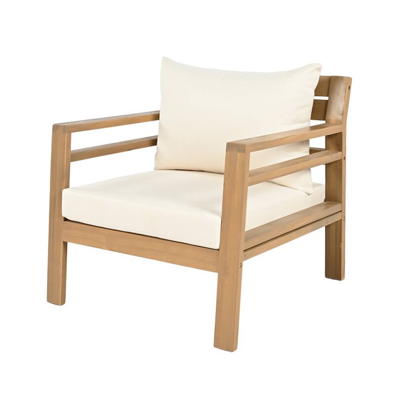 Christopher Knight Home - Outdoor 5-Piece Wooden Patio Conversation Set with Cushions and Coffee Table