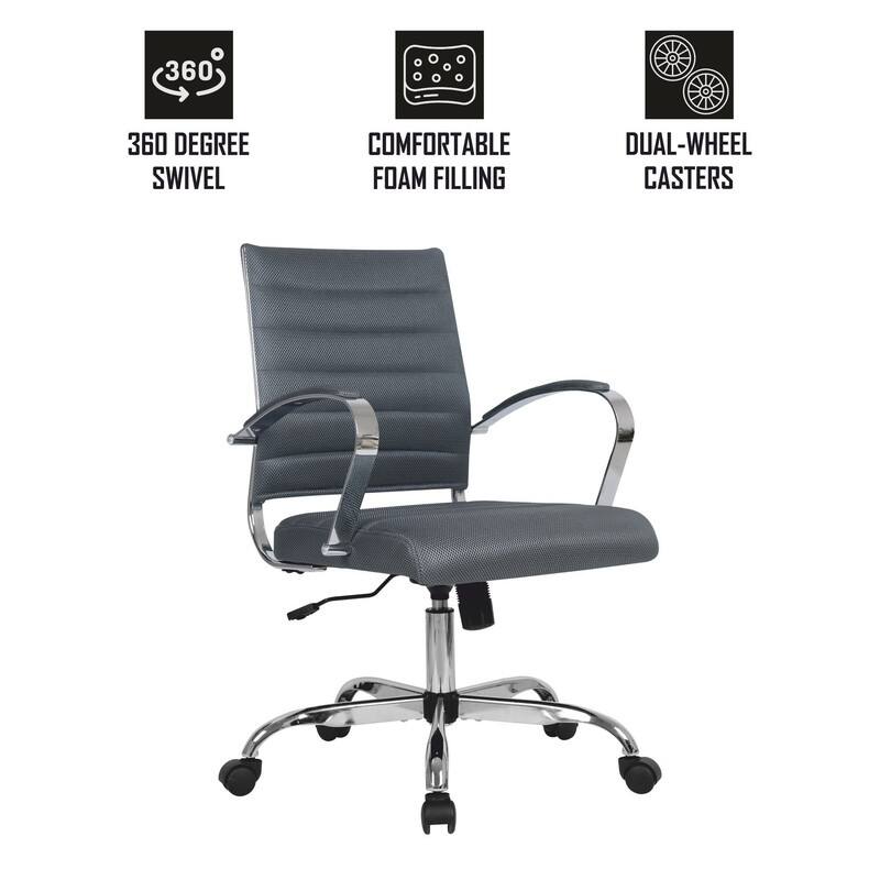 Benmar Ergonomic Mesh Office Chair with Adjustable Height, Tilt, Swivel, Stainless Steel Frame, Lumbar Support & Smooth Casters