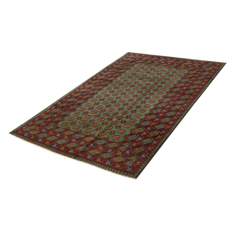 ECARPETGALLERY Hand-knotted Uzbek Kargahi Teal Wool Rug - 6'6 x 9'6