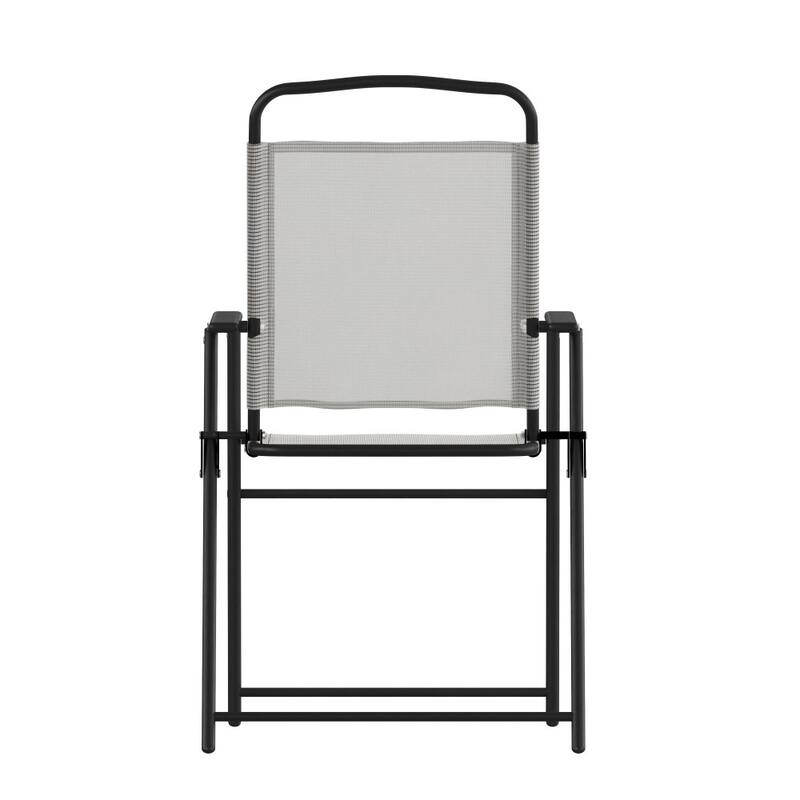 Set of 2 All-Weather Textilene Patio Sling Chairs with Armrests