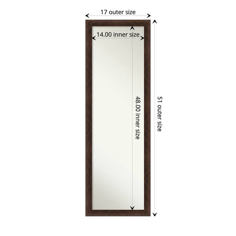 Warm Walnut Narrow Non-Beveled Wood Framed Full-Length On the Door Mirror - Warm Walnut Narrow - Glass Size 14x48