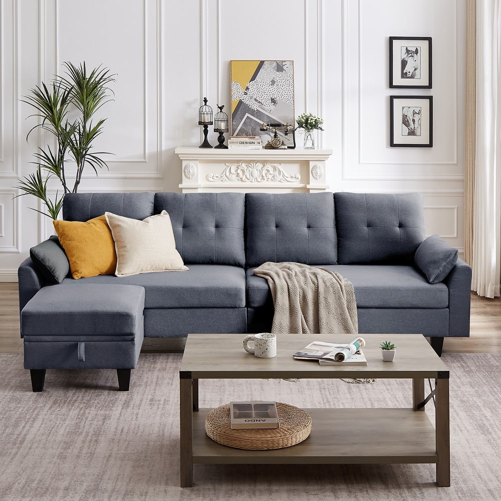 101" Sectional Sofa with Storage Ottoman