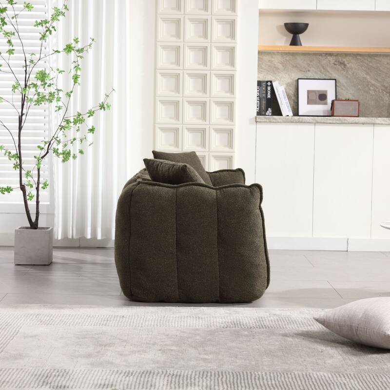 Soft Bean Bag Chair for Adults, Cozy Lazy Bean Bag Sofa, 2 Seat with Armrests for Home