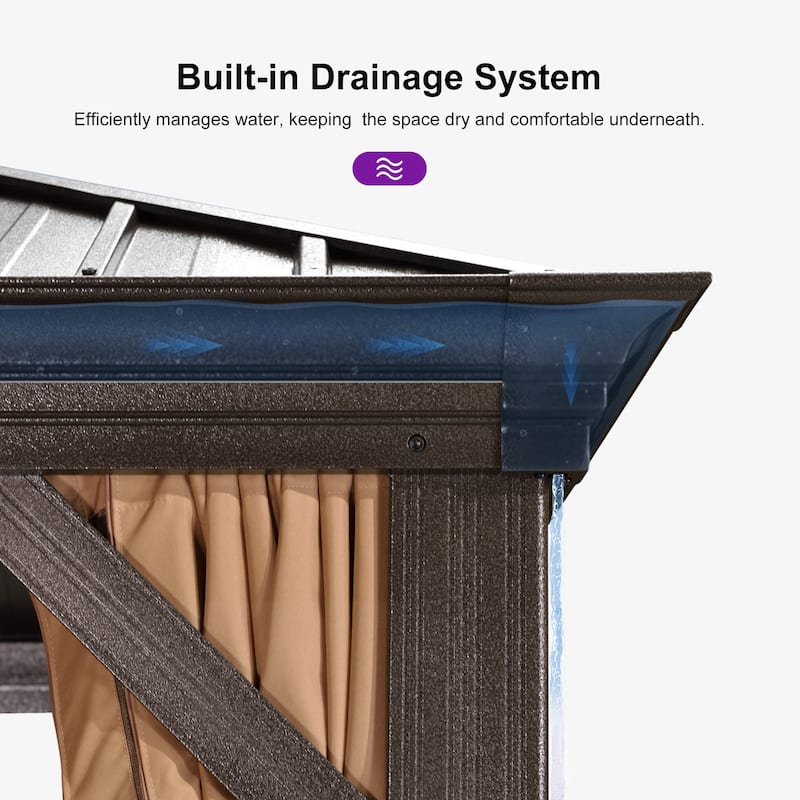 PURPLE LEAF Outdoor Gazebo Aluminum Frame Galvanized Steel Hardtop Gazebo