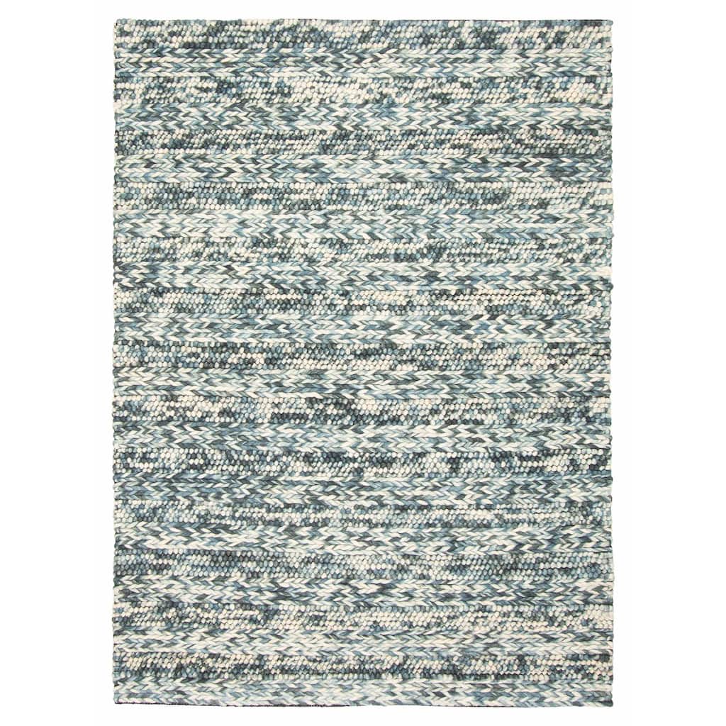 ECARPETGALLERY Braid weave Sienna Teal Wool Rug - 4'10 x 6'9