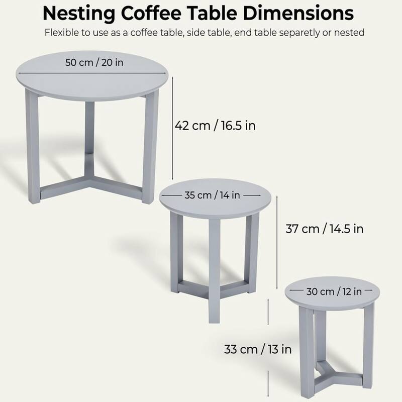 Modern Wood Nesting Tables 3 Nested Side/ End Tables (Set of 3)