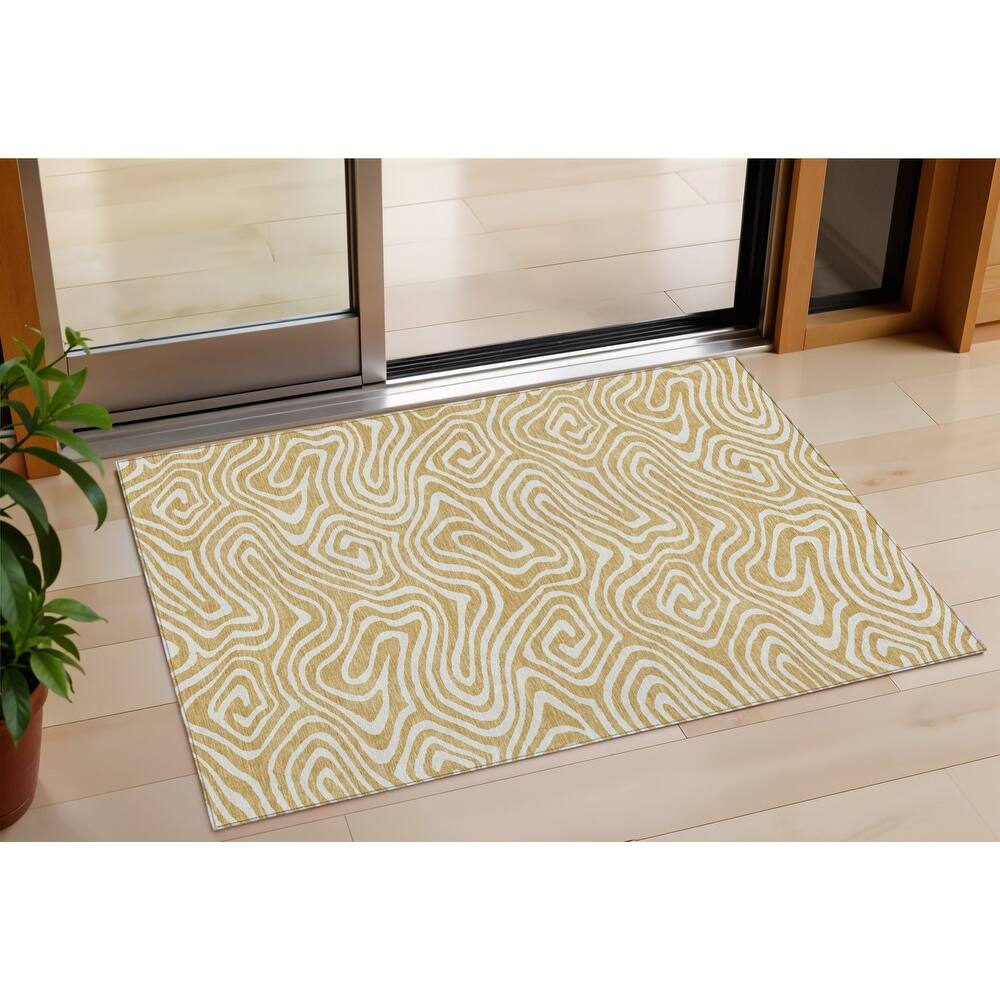 HomeRoots Abstract Transitional Rectangle Outdoor Rug