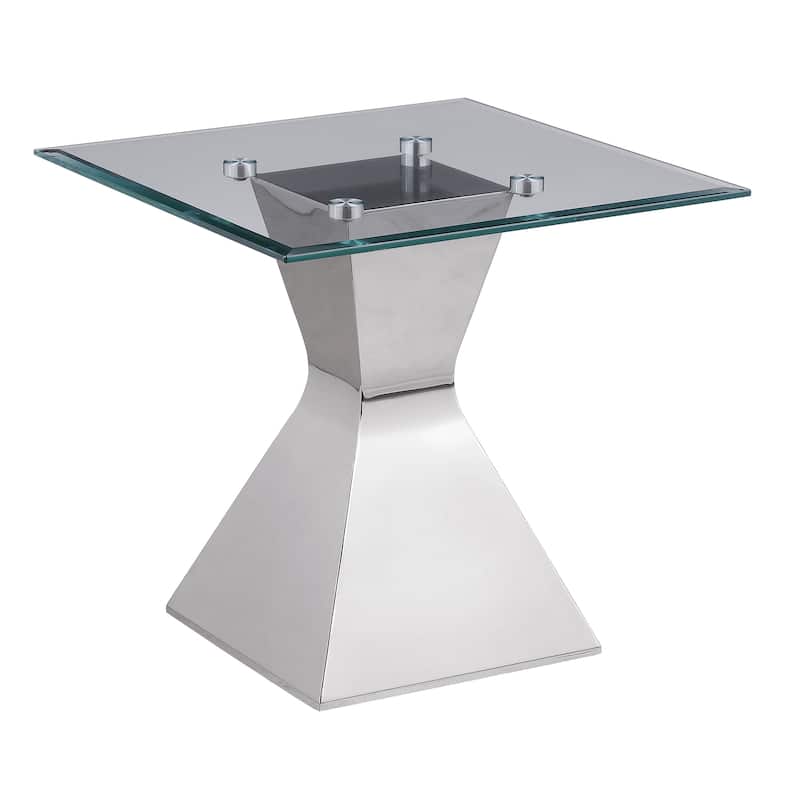 Jenny Glass Top Stainless Steel Side End Table Chrome - Polished Chrome