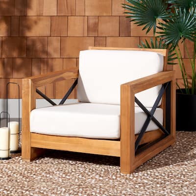 SAFAVIEH Couture Beth Outdoor Teak Club Chair - 32W x 37D x 29H