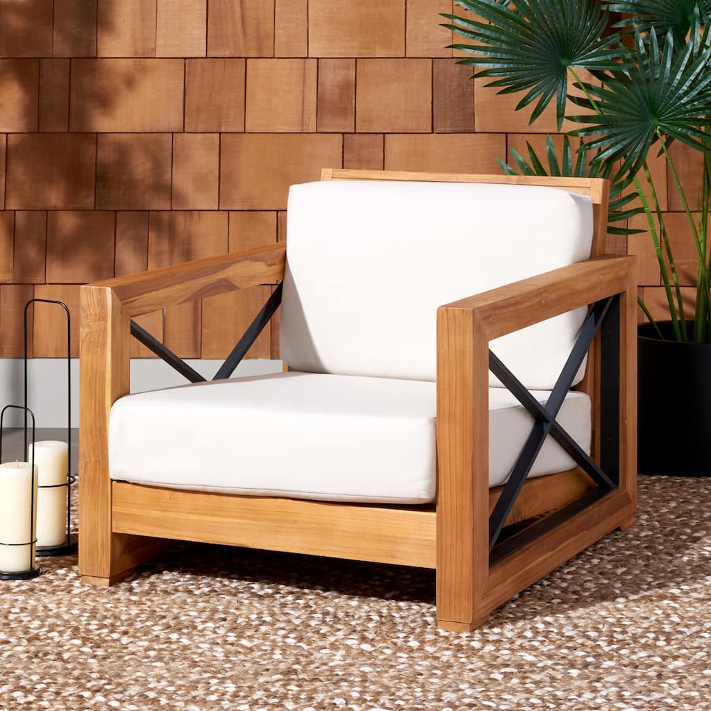 SAFAVIEH Couture Beth Outdoor Teak Club Chair - 32W x 37D x 29H