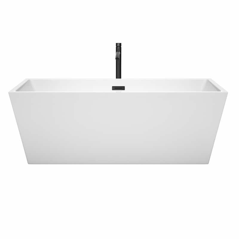 Wyndham Collection Sara 67-inch White Freestanding Soaking Bathtub