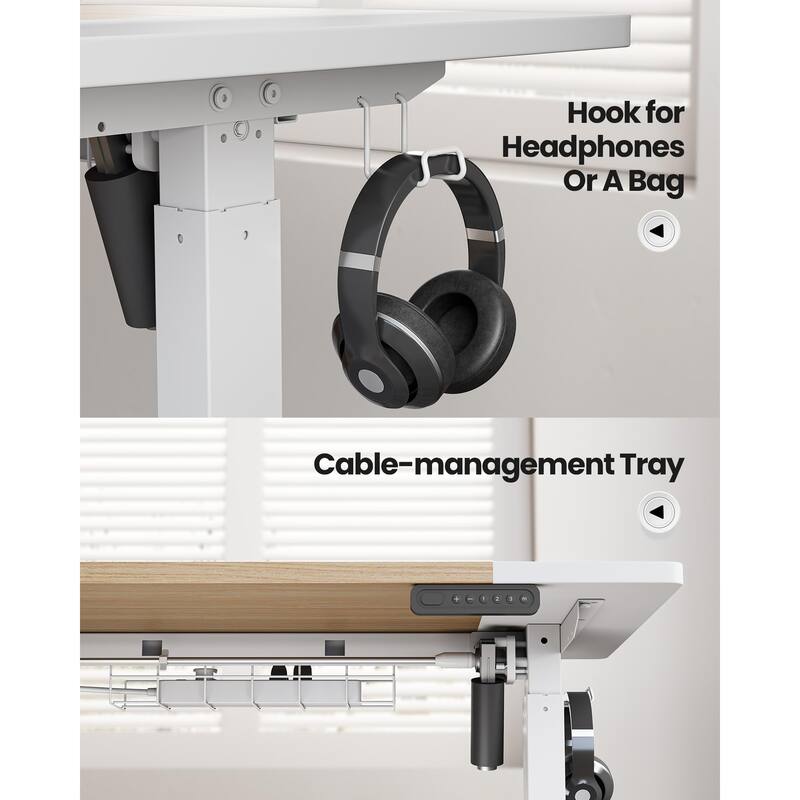 SIAGO Electric Standing Desk Height Adjustable Computer Desk with Cable Management & Spacious Work Surface