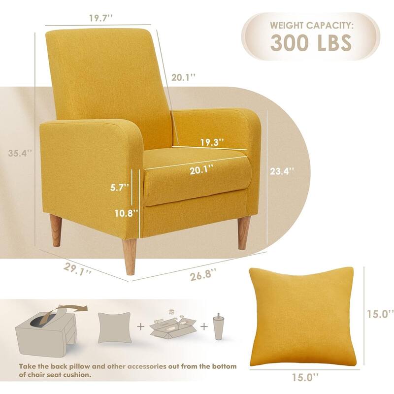 Fabric/Leather Modern Accent Chairs with Lounge Seat