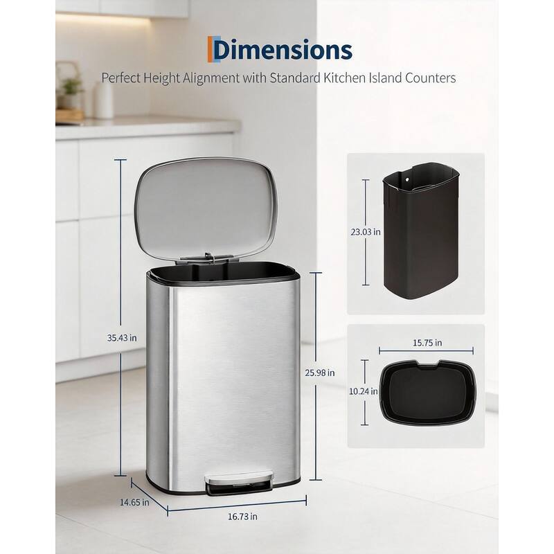 Kitchen Trash Can Combo Set, 13.2 & 2.6 Gallon