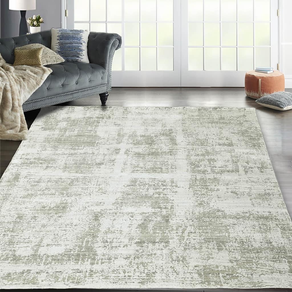 Hand Knotted 100% Wool Modern & Contemporary Oriental Area Rug Ivory