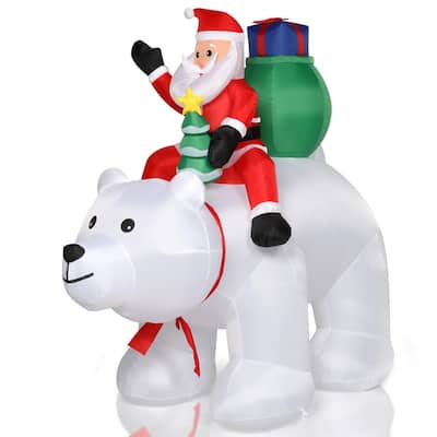 LED Lights Santa Claus Rides Polar Bear Garden Santa Claus Decoration