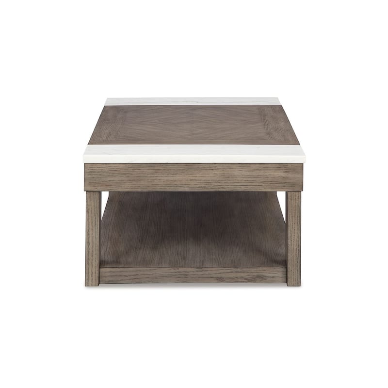 Aska Lift Top Coffee Table, Caster Wheels, 56 Inch Weathered Gray